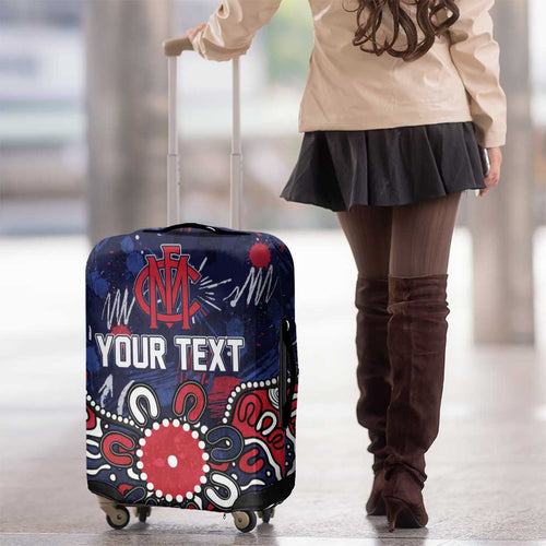 Personalized Melbourne Demons Luggage Cover Aboriginal Dot Painting Graffiti Style