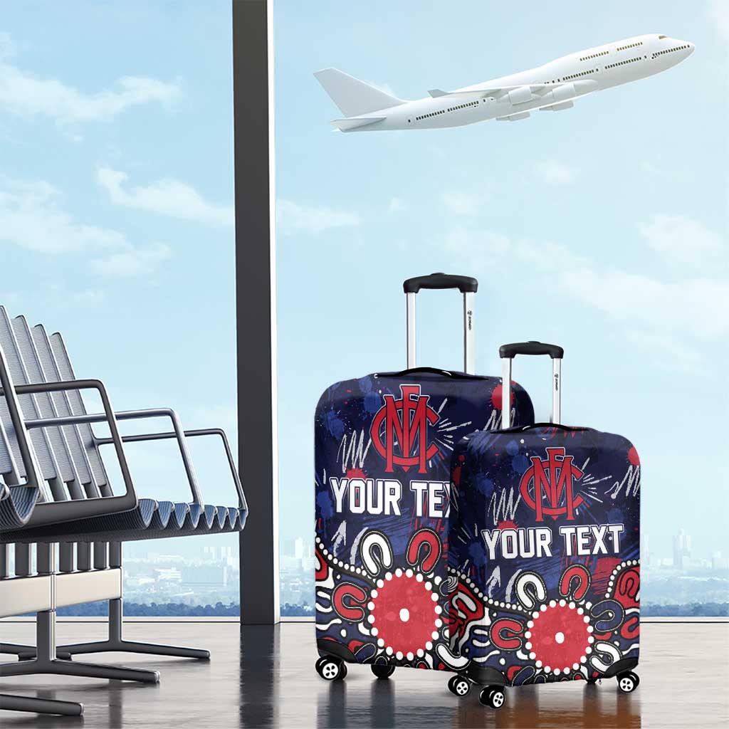 Personalized Melbourne Demons Luggage Cover Aboriginal Dot Painting Graffiti Style