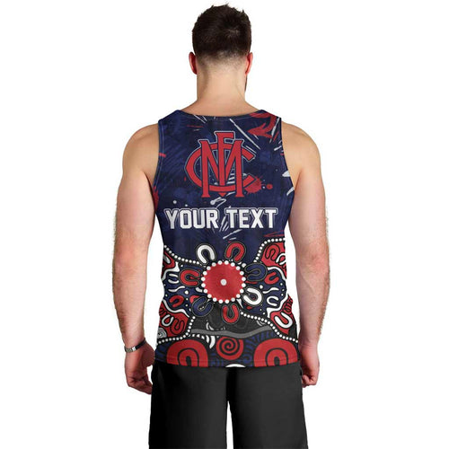 Personalized Melbourne Demons Men Tank Top Aboriginal Dot Painting Graffiti Style