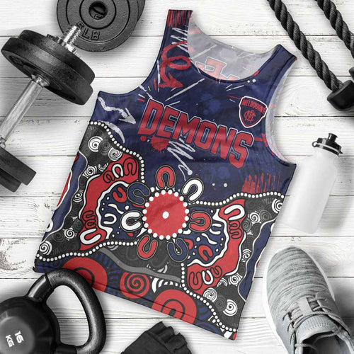 Personalized Melbourne Demons Men Tank Top Aboriginal Dot Painting Graffiti Style