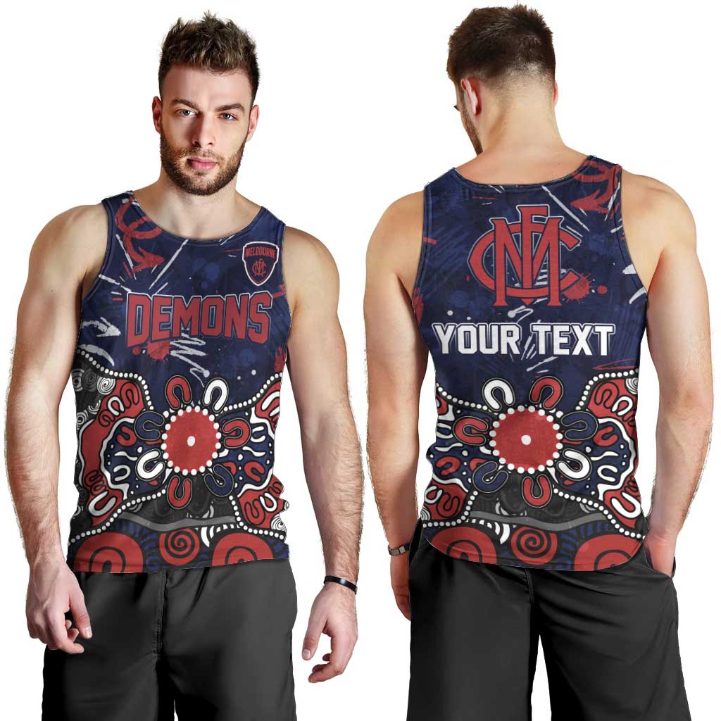 Personalized Melbourne Demons Men Tank Top Aboriginal Dot Painting Graffiti Style