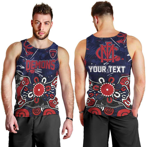Personalized Melbourne Demons Men Tank Top Aboriginal Dot Painting Graffiti Style