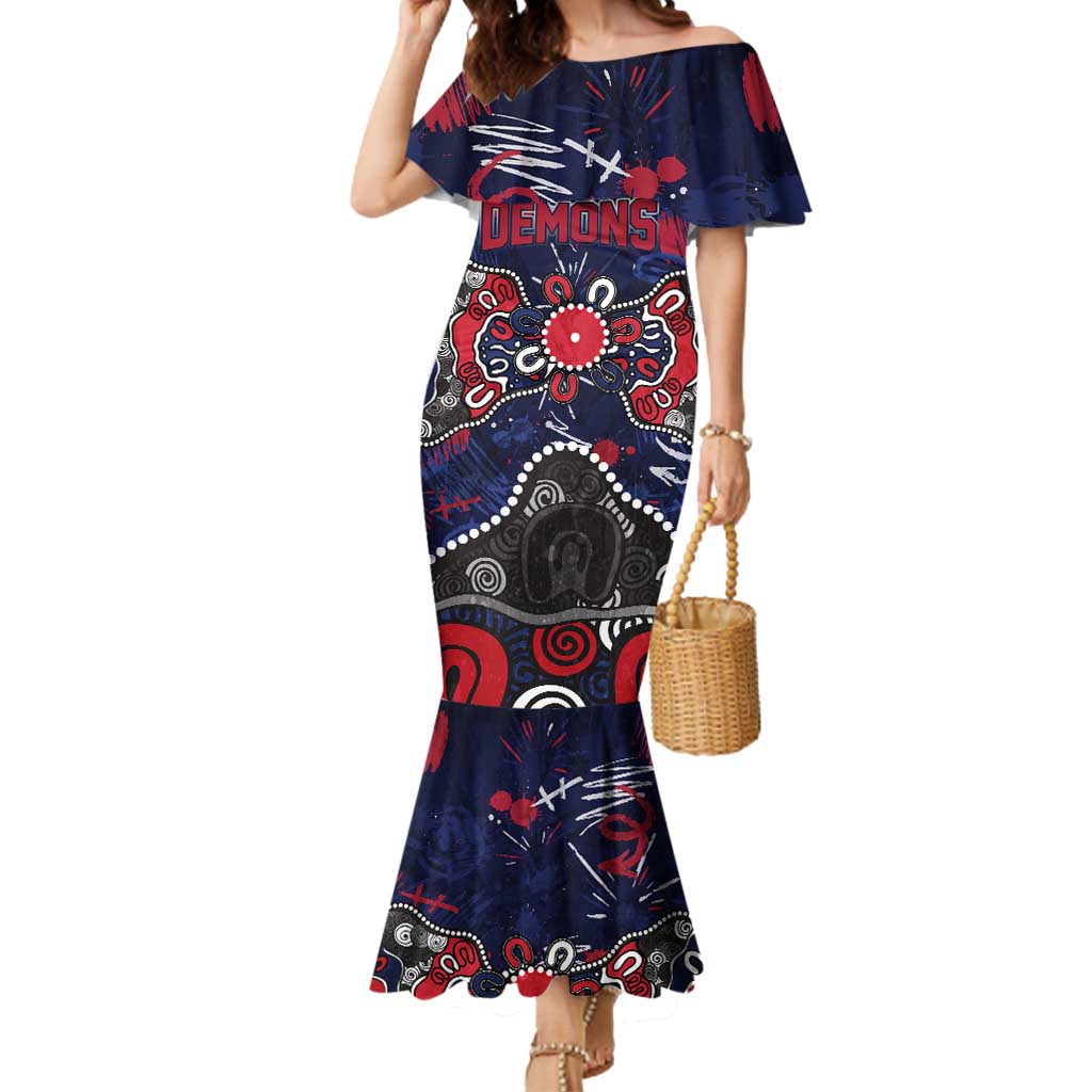 Personalized Melbourne Demons Mermaid Dress Aboriginal Dot Painting Graffiti Style