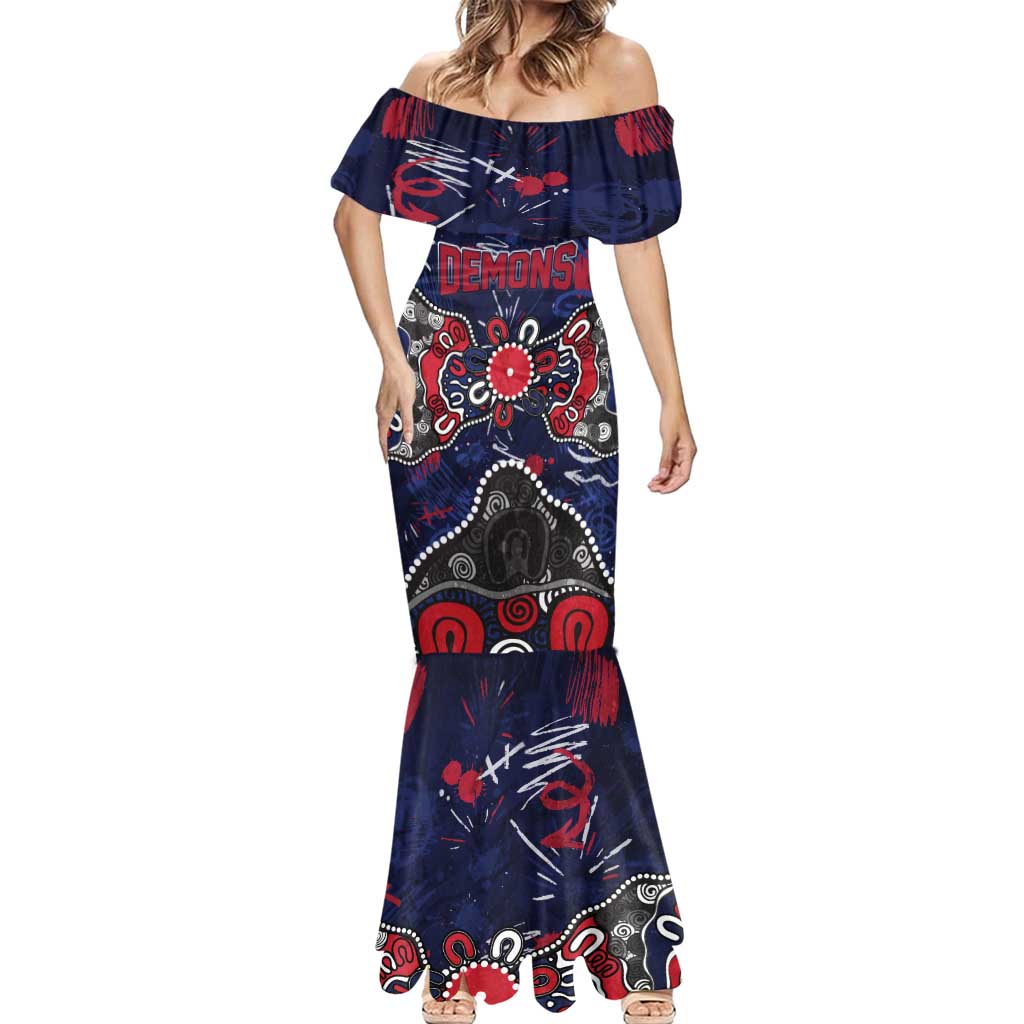 Personalized Melbourne Demons Mermaid Dress Aboriginal Dot Painting Graffiti Style