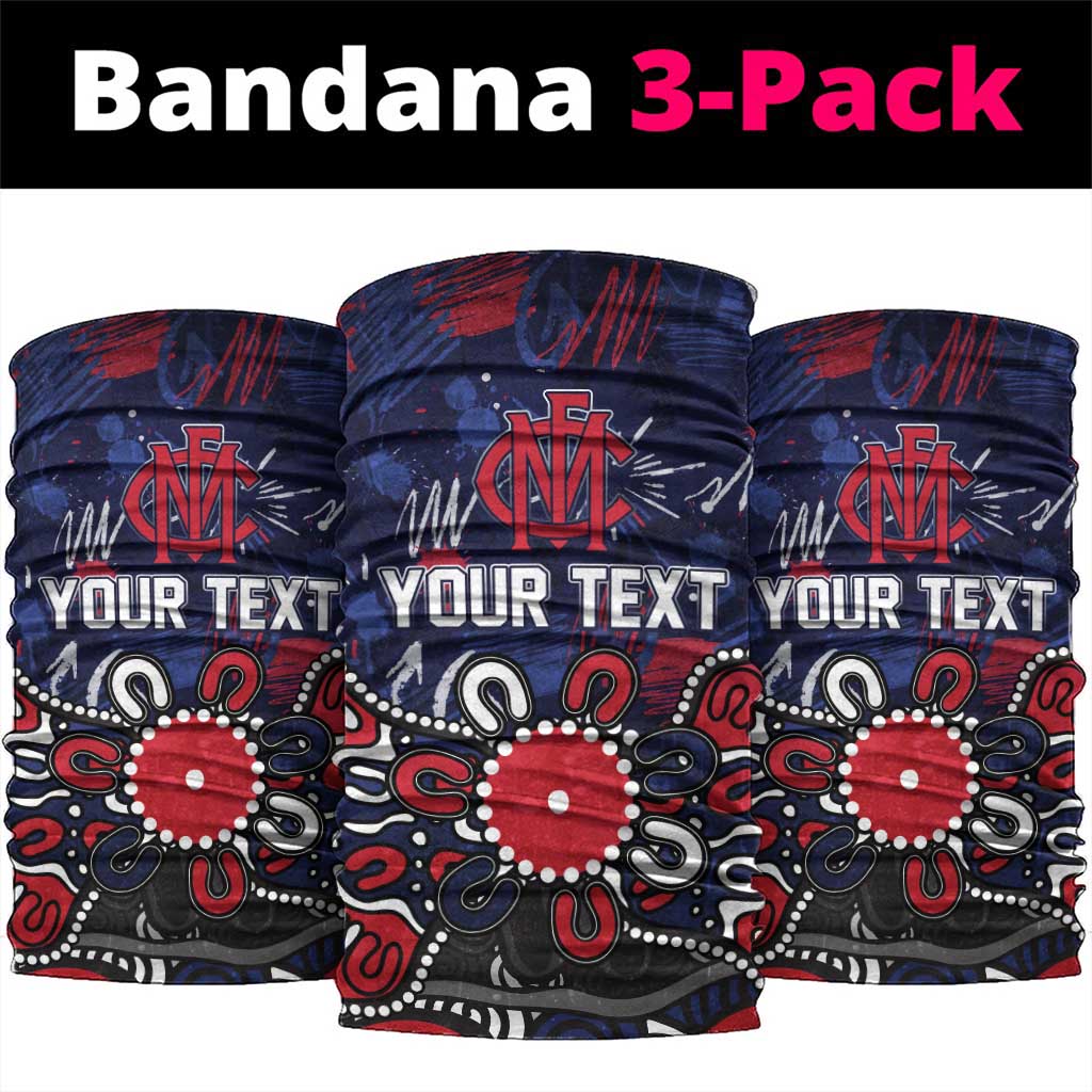 Personalized Melbourne Demons Neck Gaiter Aboriginal Dot Painting Graffiti Style