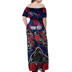 Personalized Melbourne Demons Off Shoulder Maxi Dress Aboriginal Dot Painting Graffiti Style