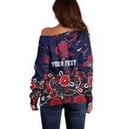 Personalized Melbourne Demons Off Shoulder Sweater Aboriginal Dot Painting Graffiti Style