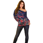 Personalized Melbourne Demons Off Shoulder Sweater Aboriginal Dot Painting Graffiti Style