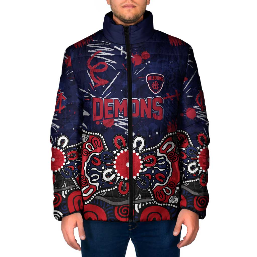 Personalized Melbourne Demons Padded Jacket Aboriginal Dot Painting Graffiti Style