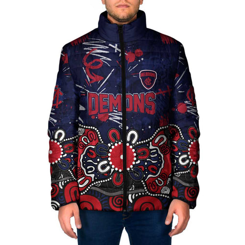Personalized Melbourne Demons Padded Jacket Aboriginal Dot Painting Graffiti Style