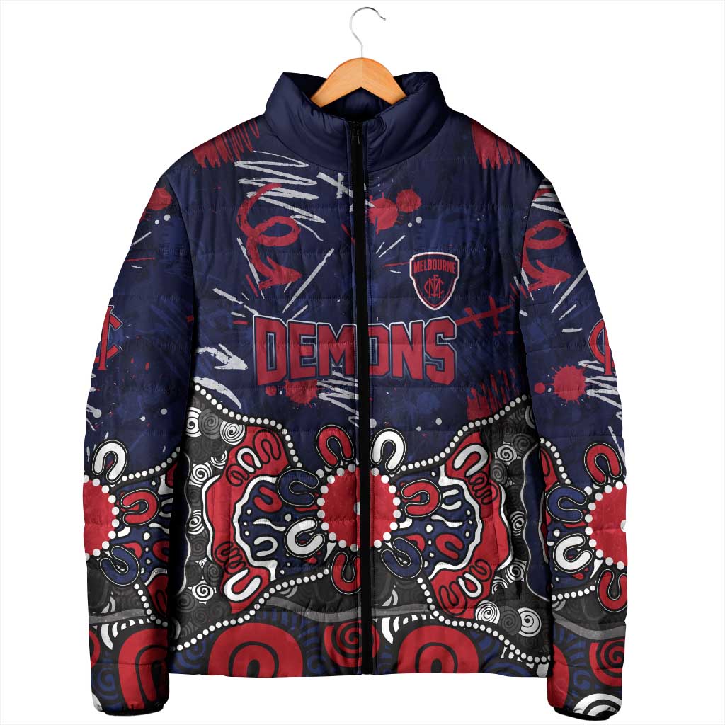 Personalized Melbourne Demons Padded Jacket Aboriginal Dot Painting Graffiti Style