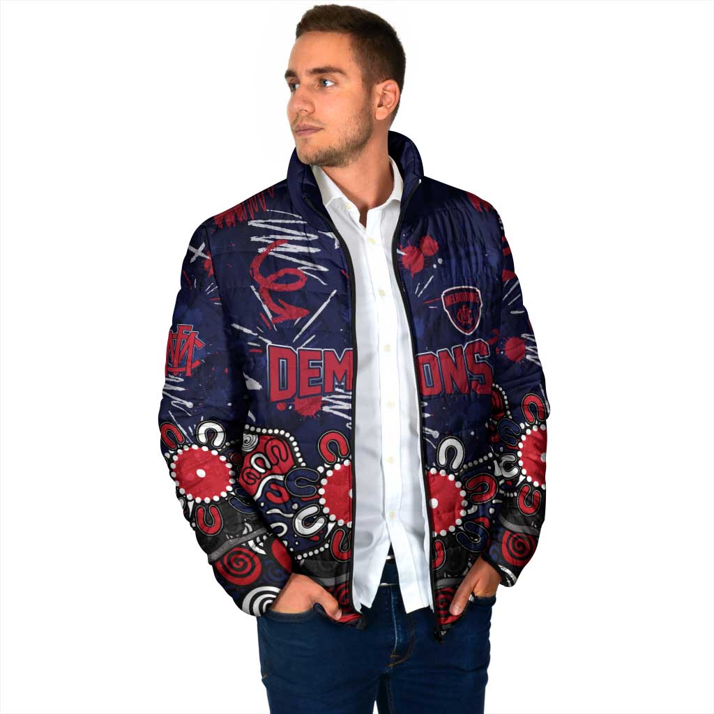 Personalized Melbourne Demons Padded Jacket Aboriginal Dot Painting Graffiti Style