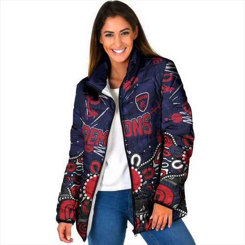 Personalized Melbourne Demons Padded Jacket Aboriginal Dot Painting Graffiti Style