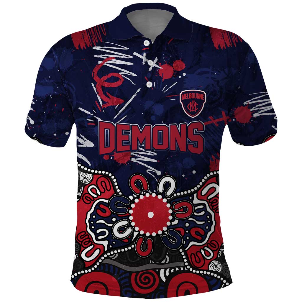 Personalized Melbourne Demons Polo Shirt Aboriginal Dot Painting Graffiti Style