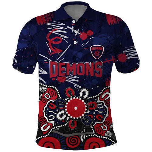 Personalized Melbourne Demons Polo Shirt Aboriginal Dot Painting Graffiti Style