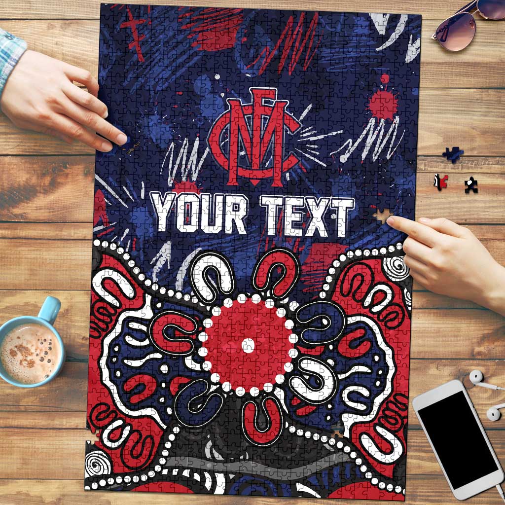 Personalized Melbourne Demons Puzzle Aboriginal Dot Painting Graffiti Style