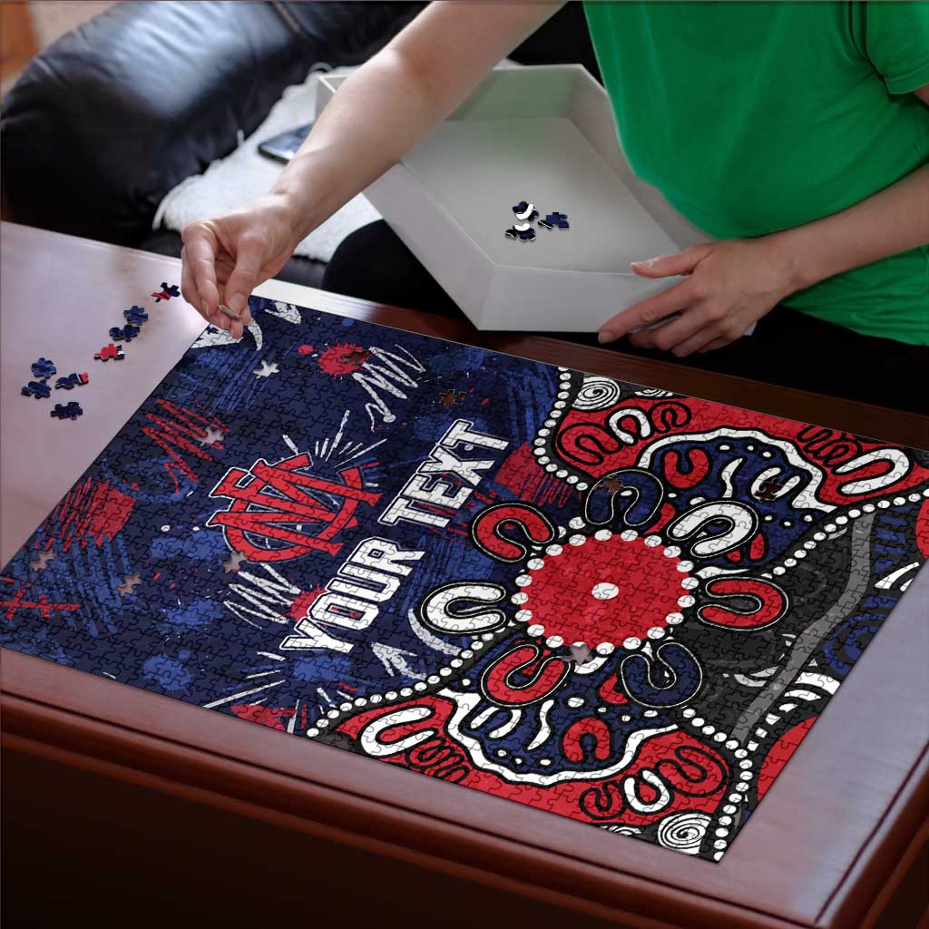 Personalized Melbourne Demons Puzzle Aboriginal Dot Painting Graffiti Style