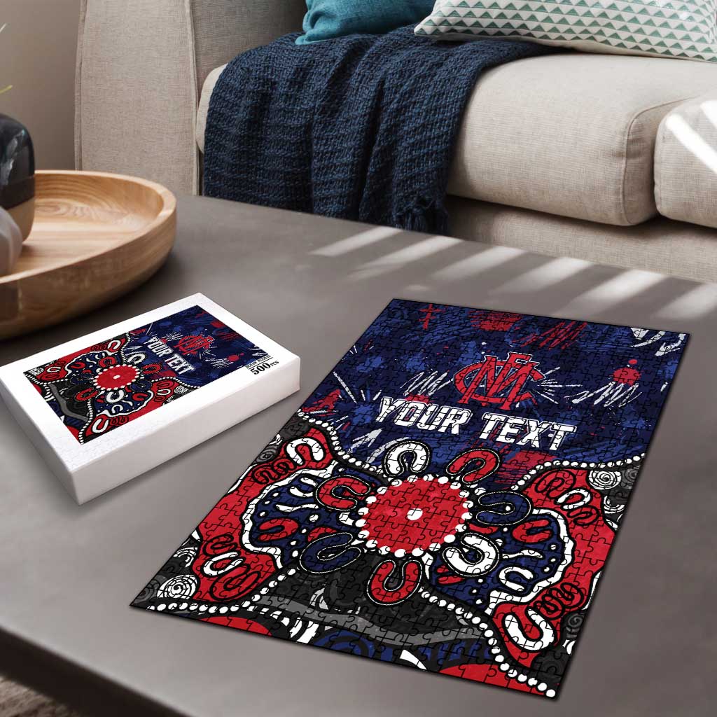 Personalized Melbourne Demons Puzzle Aboriginal Dot Painting Graffiti Style