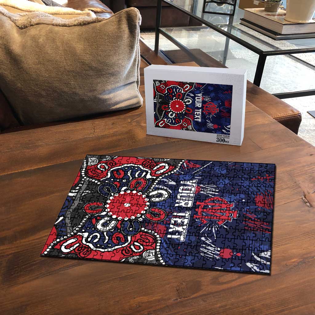 Personalized Melbourne Demons Puzzle Aboriginal Dot Painting Graffiti Style