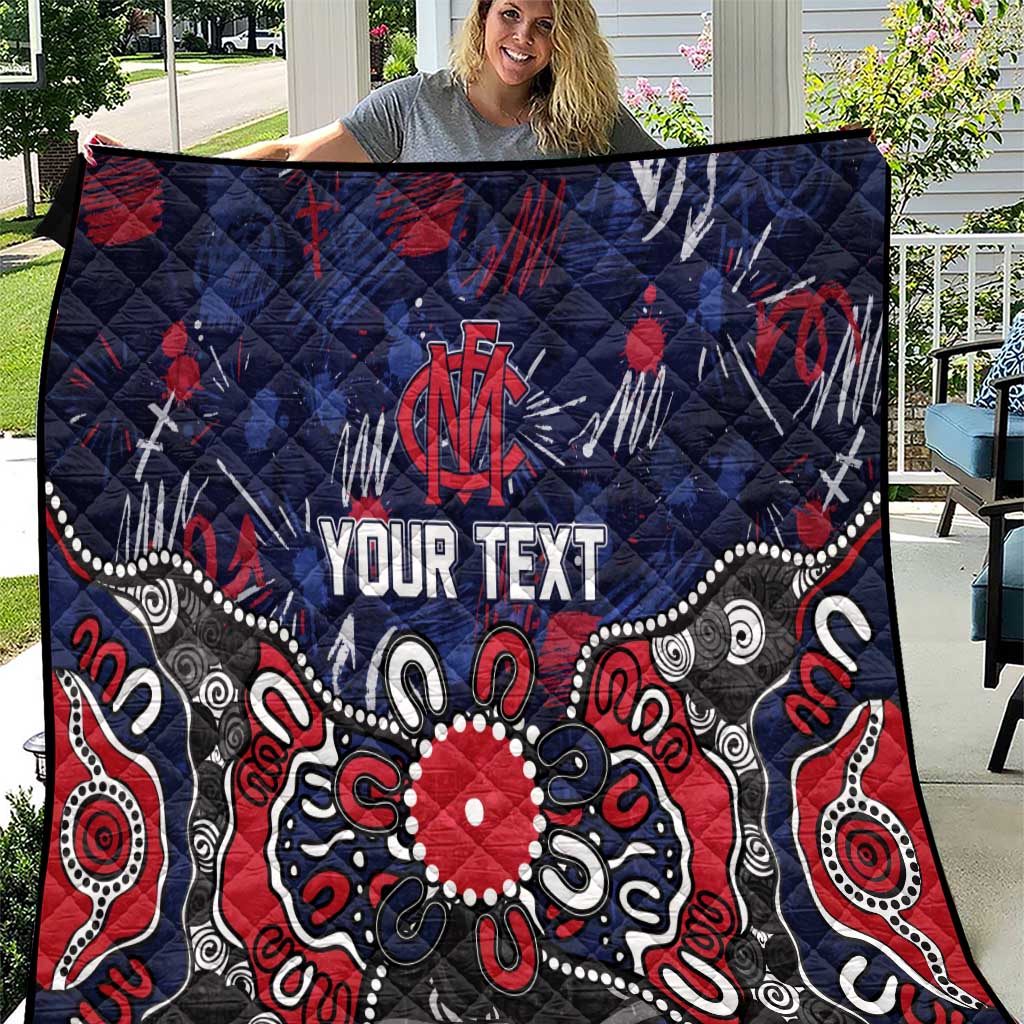 Personalized Melbourne Demons Quilt Aboriginal Dot Painting Graffiti Style