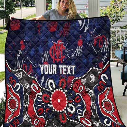 Personalized Melbourne Demons Quilt Aboriginal Dot Painting Graffiti Style