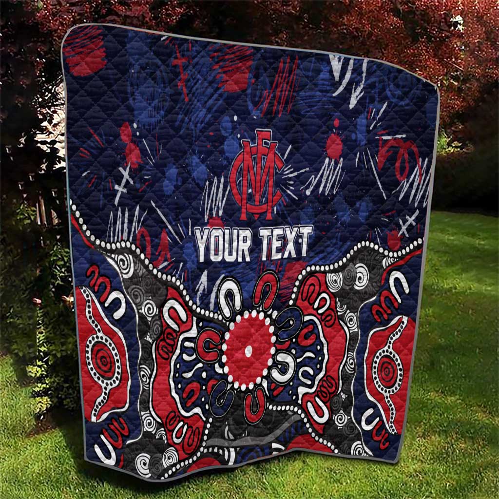 Personalized Melbourne Demons Quilt Aboriginal Dot Painting Graffiti Style