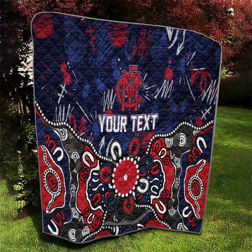 Personalized Melbourne Demons Quilt Aboriginal Dot Painting Graffiti Style