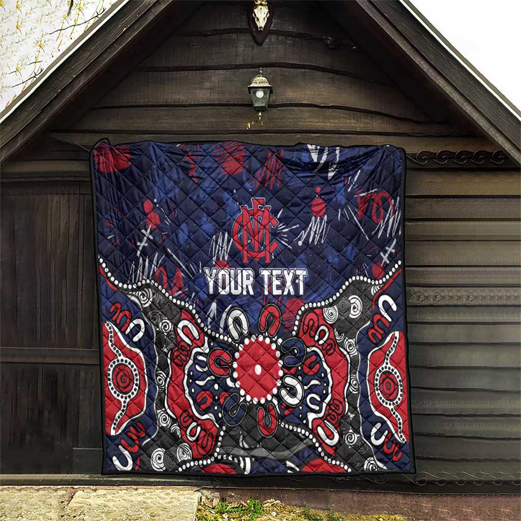 Personalized Melbourne Demons Quilt Aboriginal Dot Painting Graffiti Style