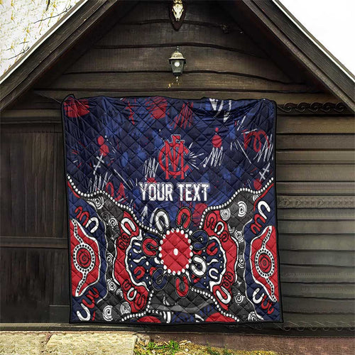 Personalized Melbourne Demons Quilt Aboriginal Dot Painting Graffiti Style