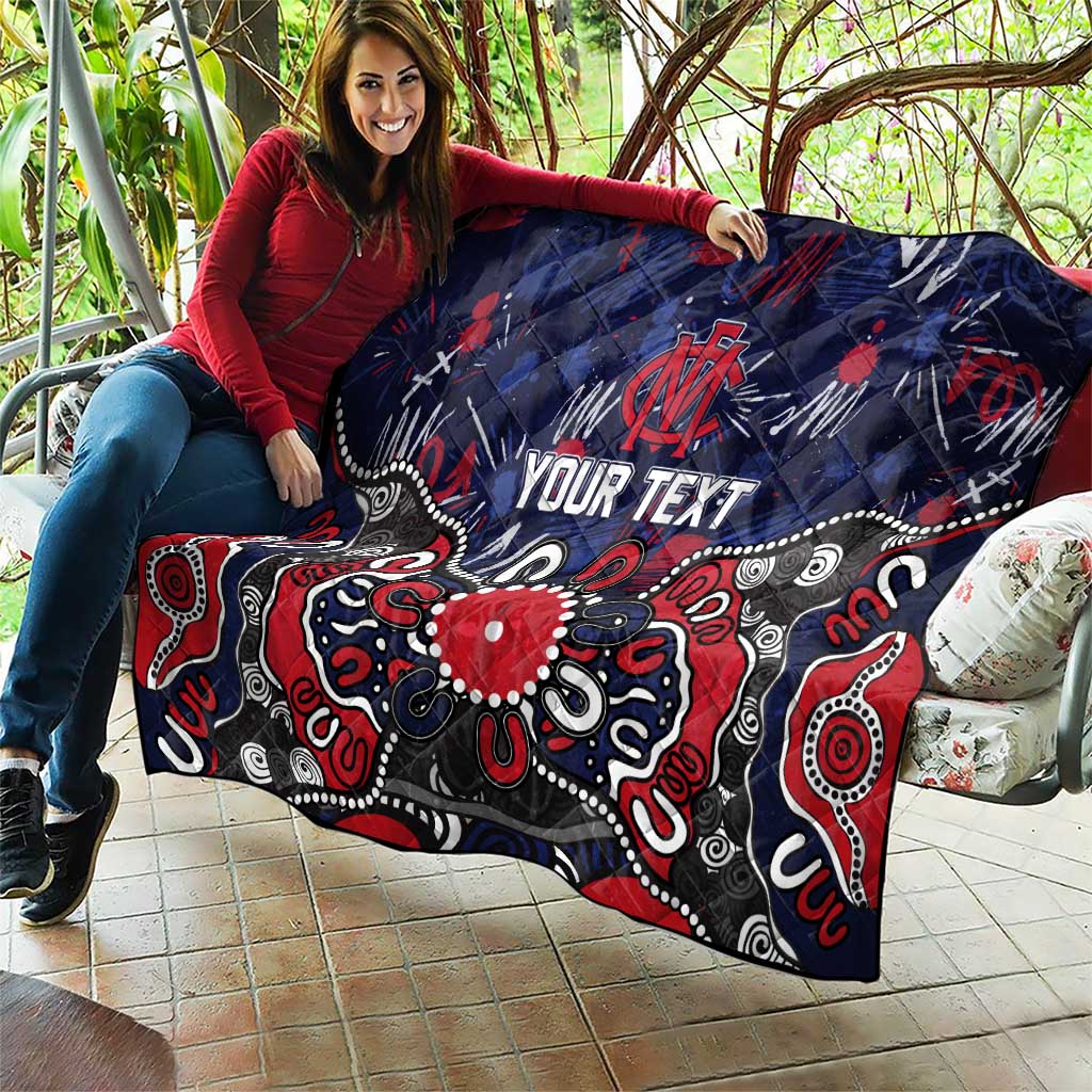 Personalized Melbourne Demons Quilt Aboriginal Dot Painting Graffiti Style