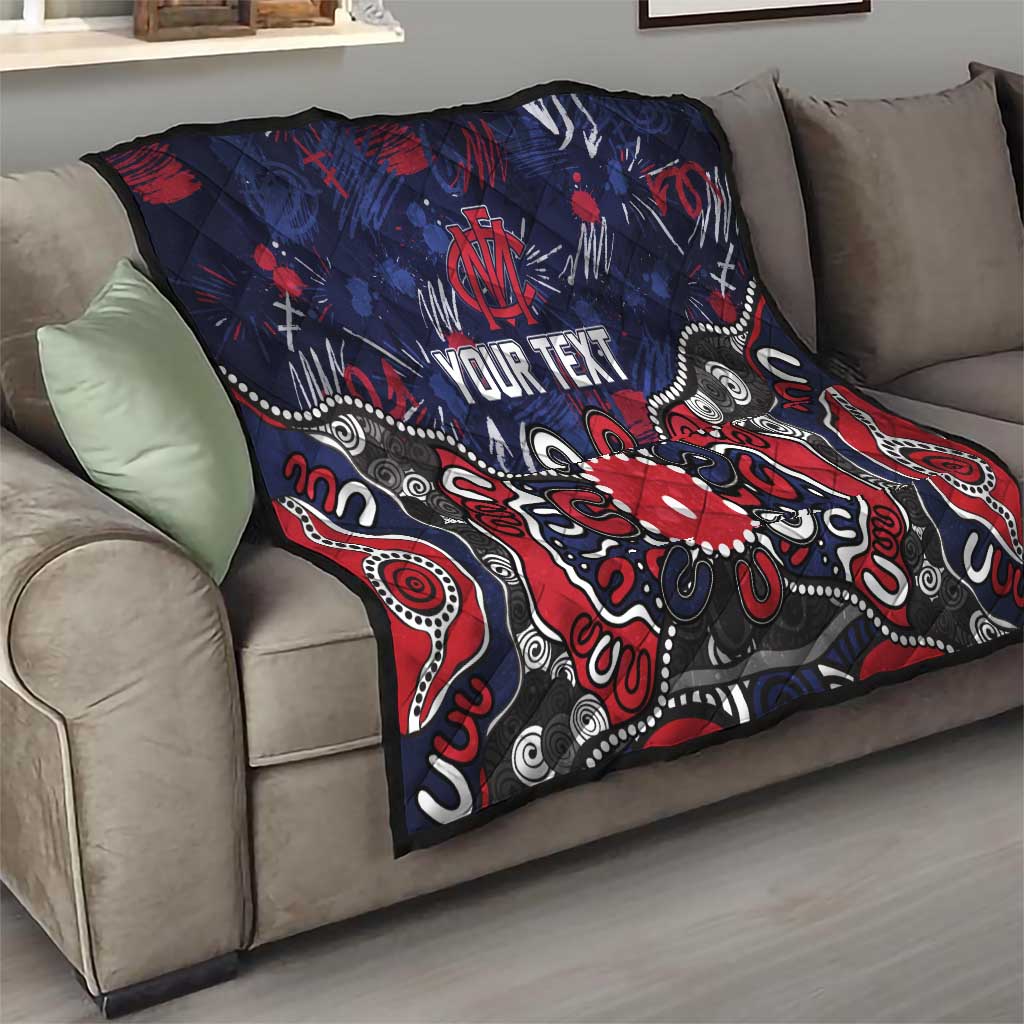 Personalized Melbourne Demons Quilt Aboriginal Dot Painting Graffiti Style