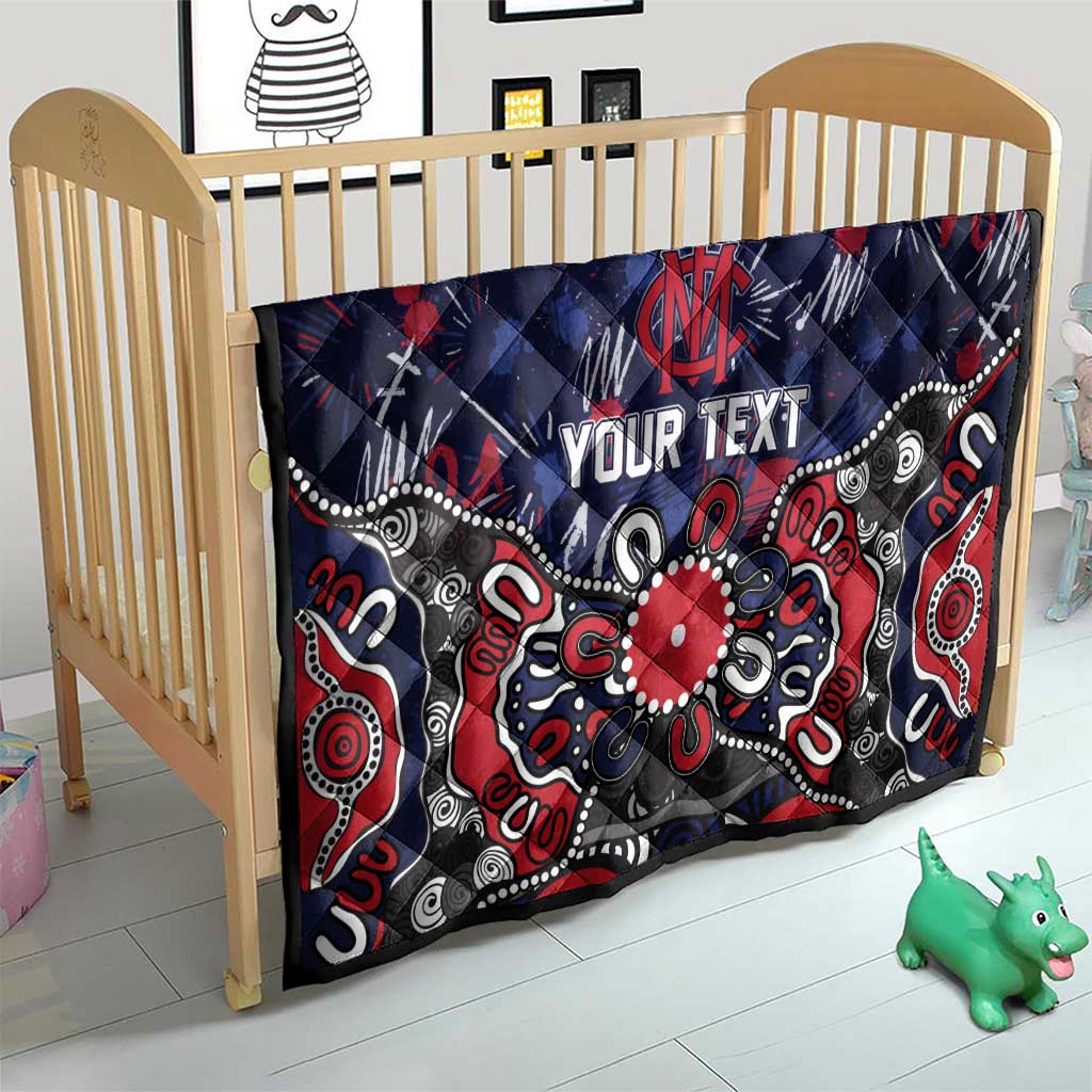 Personalized Melbourne Demons Quilt Aboriginal Dot Painting Graffiti Style
