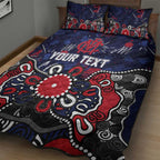 Personalized Melbourne Demons Quilt Bed Set Aboriginal Dot Painting Graffiti Style
