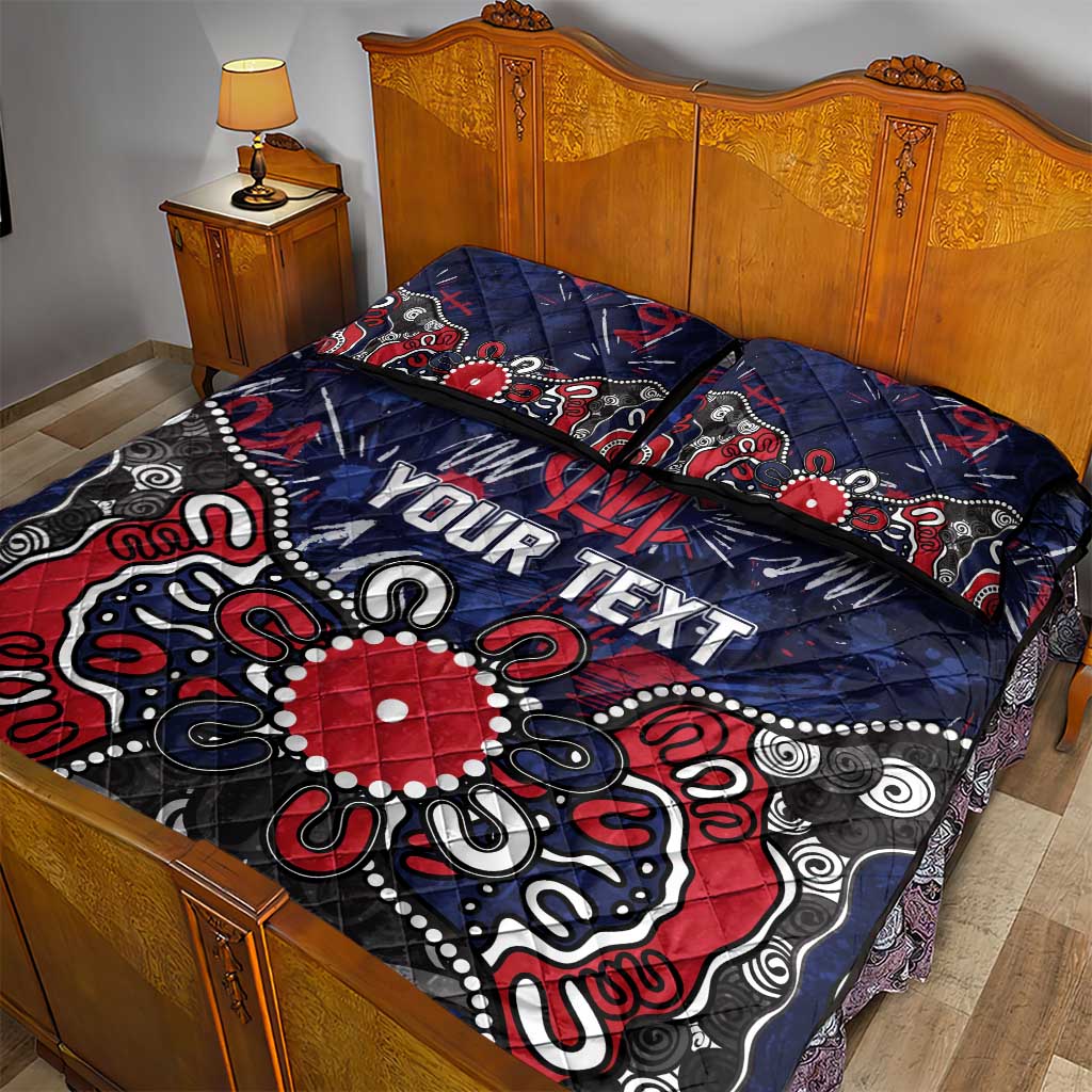 Personalized Melbourne Demons Quilt Bed Set Aboriginal Dot Painting Graffiti Style