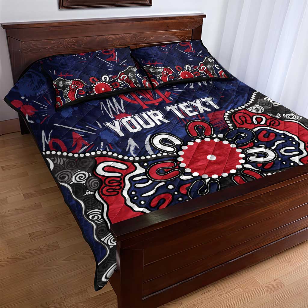 Personalized Melbourne Demons Quilt Bed Set Aboriginal Dot Painting Graffiti Style