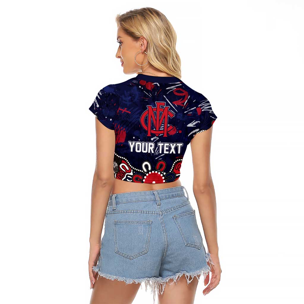 Personalized Melbourne Demons Raglan Cropped T Shirt Aboriginal Dot Painting Graffiti Style