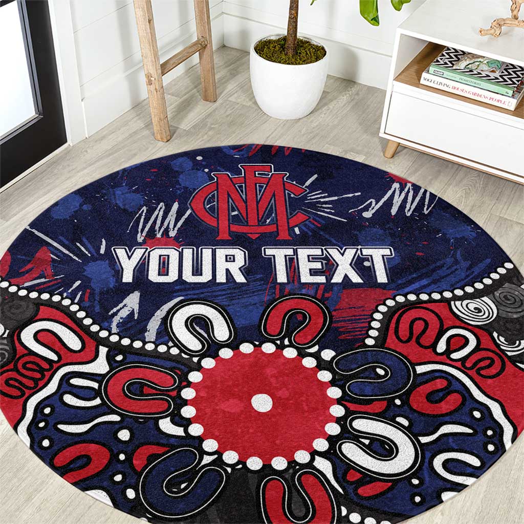 Personalized Melbourne Demons Round Carpet Aboriginal Dot Painting Graffiti Style
