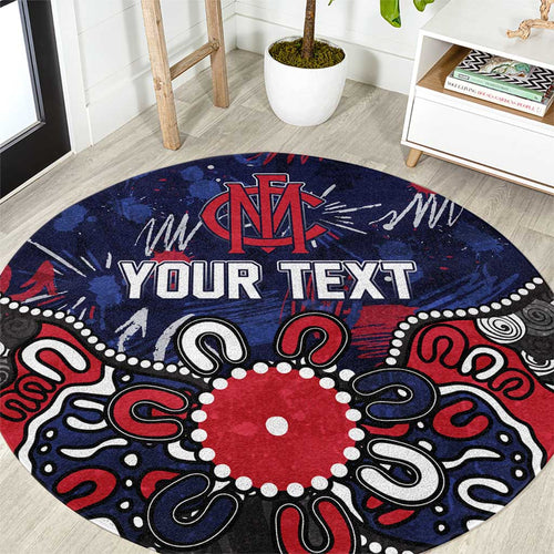 Personalized Melbourne Demons Round Carpet Aboriginal Dot Painting Graffiti Style