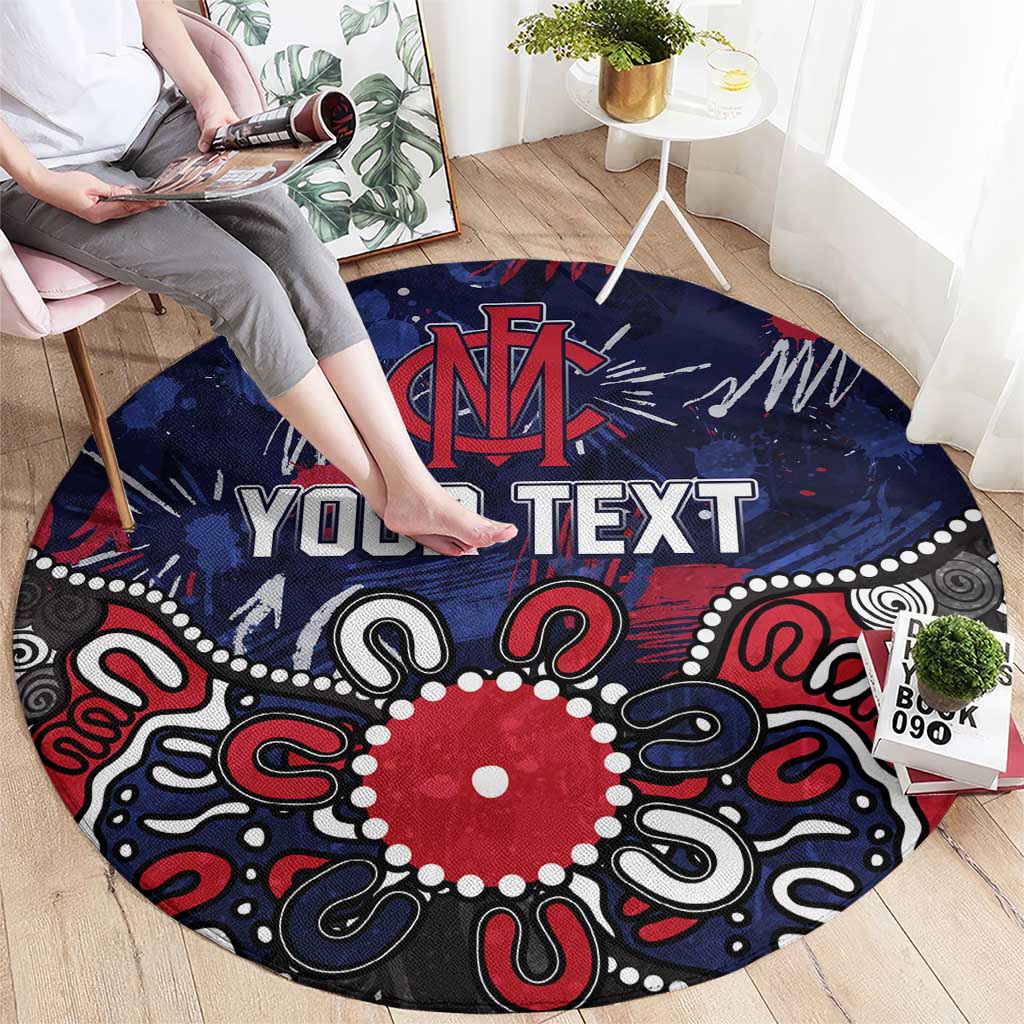 Personalized Melbourne Demons Round Carpet Aboriginal Dot Painting Graffiti Style