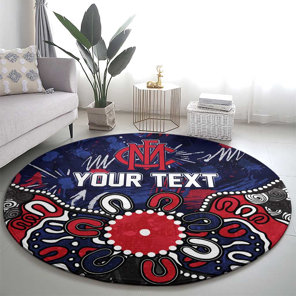 Personalized Melbourne Demons Round Carpet Aboriginal Dot Painting Graffiti Style