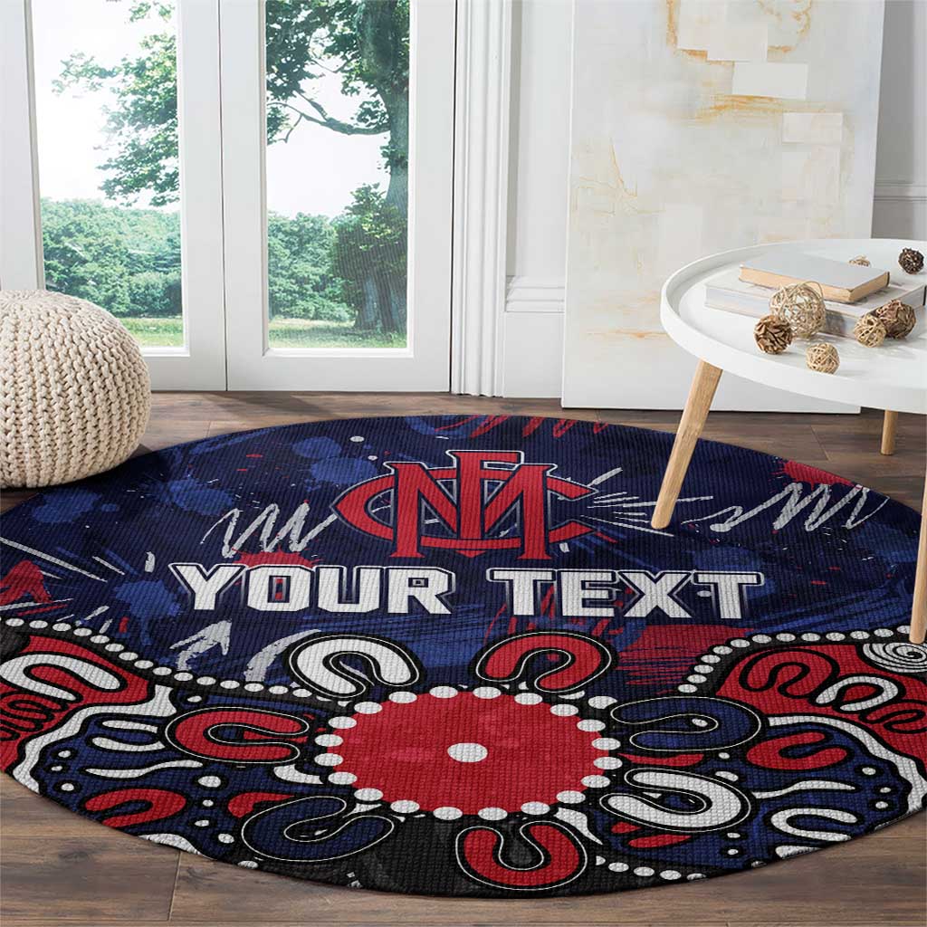 Personalized Melbourne Demons Round Carpet Aboriginal Dot Painting Graffiti Style