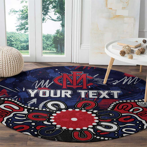 Personalized Melbourne Demons Round Carpet Aboriginal Dot Painting Graffiti Style