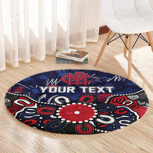 Personalized Melbourne Demons Round Carpet Aboriginal Dot Painting Graffiti Style