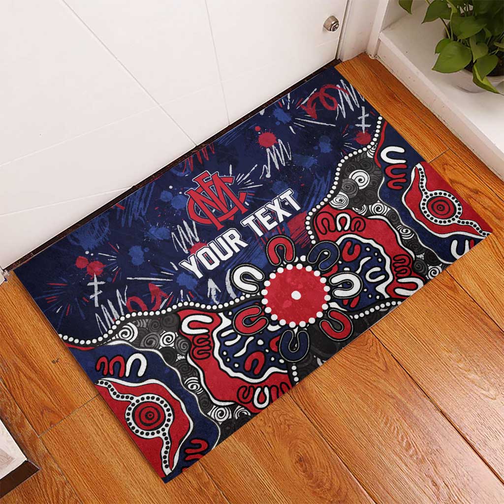 Personalized Melbourne Demons Rubber Doormat Aboriginal Dot Painting Graffiti Style