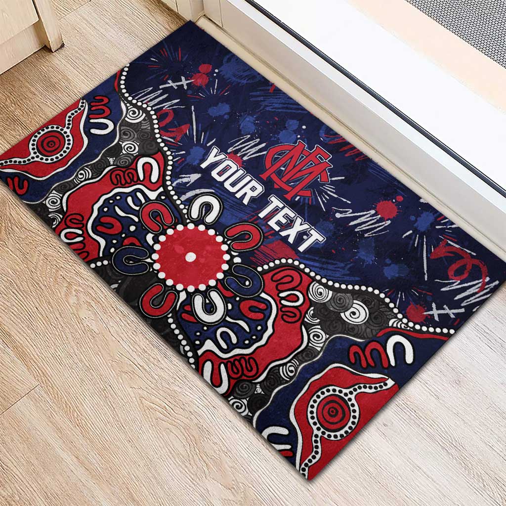 Personalized Melbourne Demons Rubber Doormat Aboriginal Dot Painting Graffiti Style