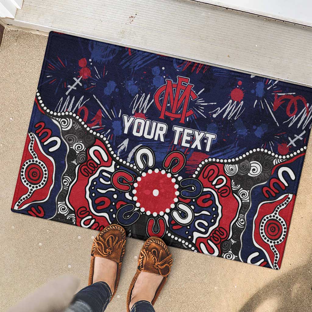 Personalized Melbourne Demons Rubber Doormat Aboriginal Dot Painting Graffiti Style