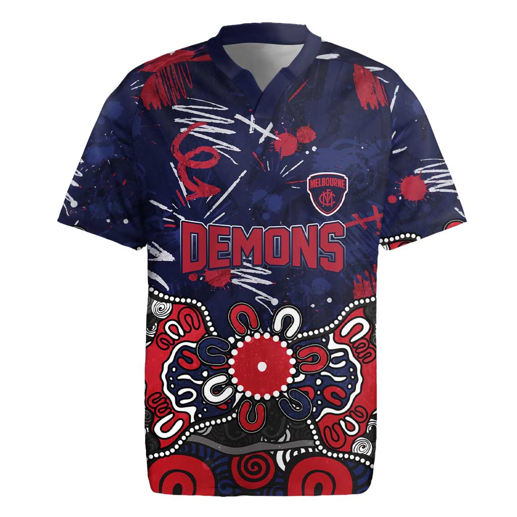 Personalized Melbourne Demons Rugby Jersey Aboriginal Dot Painting Graffiti Style