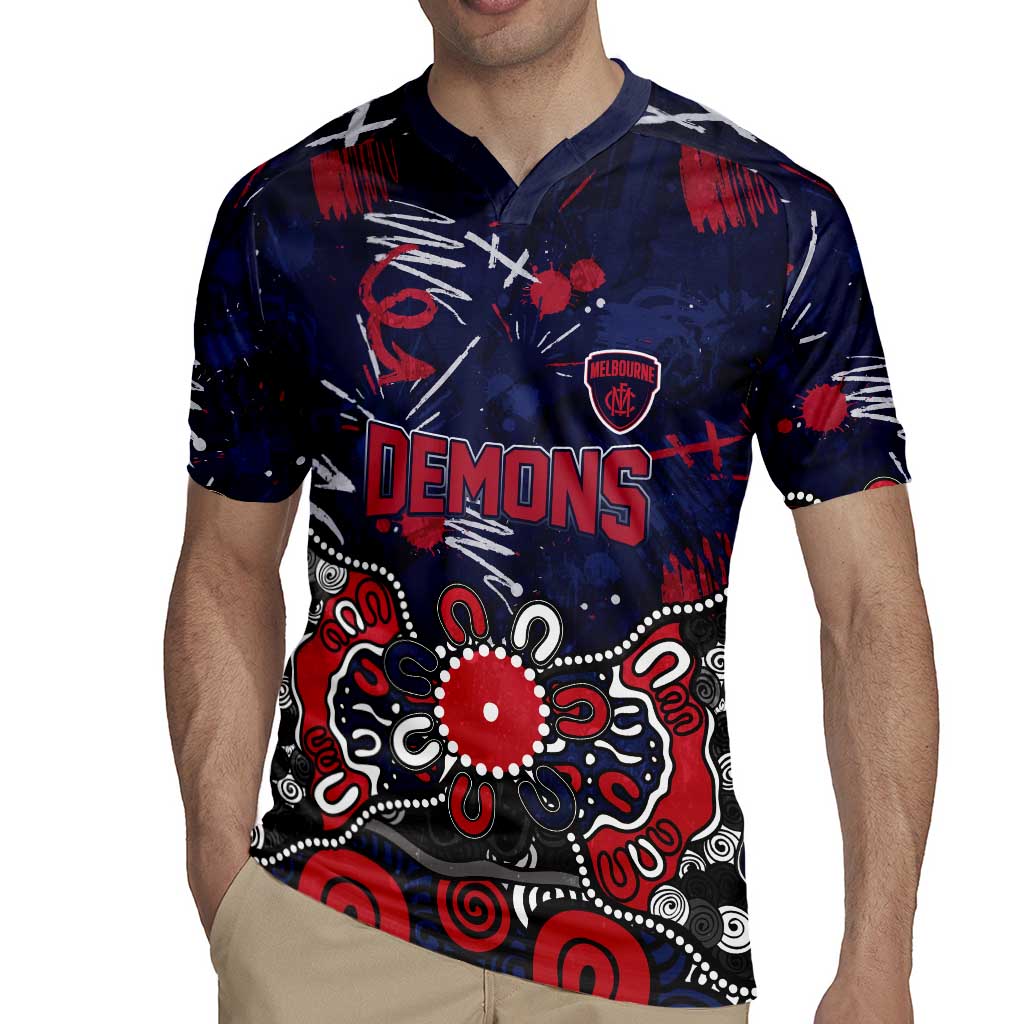 Personalized Melbourne Demons Rugby Jersey Aboriginal Dot Painting Graffiti Style