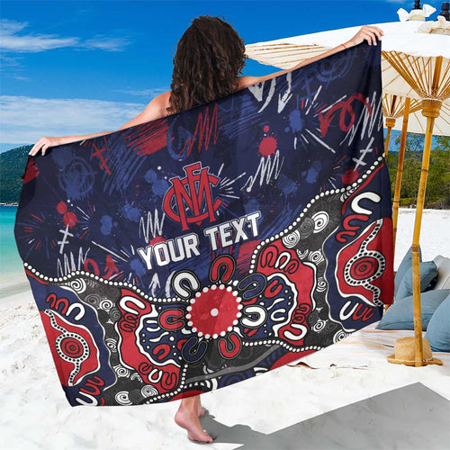 Personalized Melbourne Demons Sarong Aboriginal Dot Painting Graffiti Style