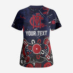 Personalized Melbourne Demons Scrub Top Aboriginal Dot Painting Graffiti Style